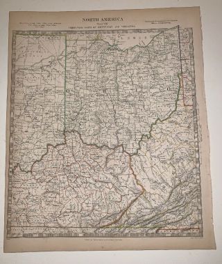 1833 Baldwin Cradock Map America Ohio Kentucky Antique