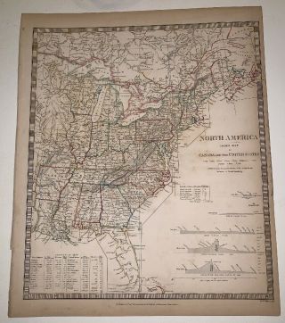 1834 Baldwin Cradock Map North America Canada Before Texas Rare Antique