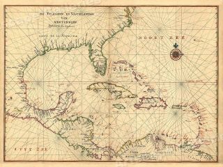 1639 America West Indies Historic Vintage Style Caribbean Wall Map - 18x24