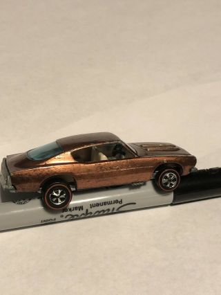 Vintage 1967 Hot Wheels Redline Custom Barracuda Copper - White Interior