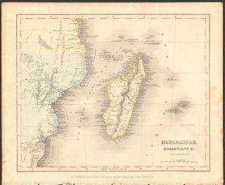 1840 Ca Antique Map - Africa - Madagascar,  Mozambique & C