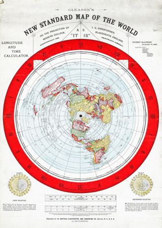 Flat Earth Map Large 23 " X32 " Alexander Gleason 1892 Standard Map Of The World