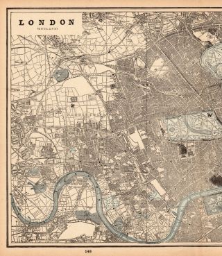 1893 Antique London England Map Vintage City Map Of London Gallery Wall Art 6153