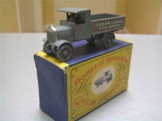 Matchbox Models of Yesteryear Y6 AEC Lorry Osram Lamps dark gray NMIB 3