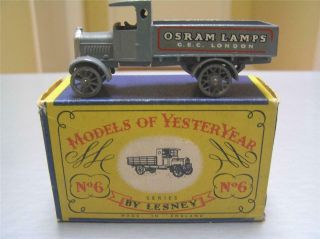 Matchbox Models of Yesteryear Y6 AEC Lorry Osram Lamps dark gray NMIB 5