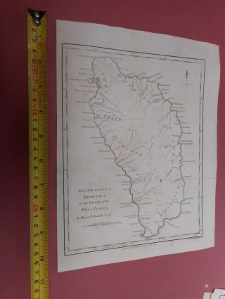 100 Island Of Dominica Map By Stockdale/edwards C1794 West Indies