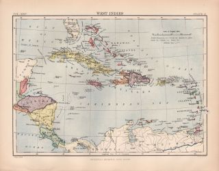 1880 Ca Antique Map - West Indies