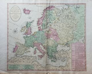 Antique Map Of Europe From The Late 18th Century