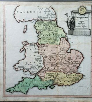 Antique Map Of England Within The Roman Empire During The Reign Of Antonius Pius