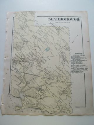 " Town Of Scarborough " Maine 1871 Map,  F W Beers Cumberland Cty Atlas