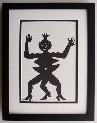 Cool 1975 Alexander Calder Lithograph " Funky Man " Framed Authentic