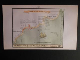 North America East Coast 1529 Map By Ribero Hand Color Labrador To Florida