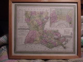 1850 Louisiana/new Orleans Map Thomas Cowperthwait Hand Colored Pre Civil War