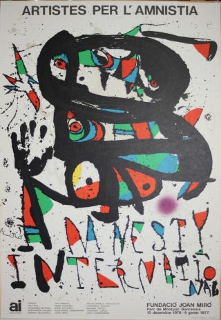 Joan Miro Limited Edition Amnesty International Exhibition Lithograph - 1977