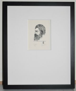Listed American Artist Leonard Baskin,  Signed Woodcut,  William Morris
