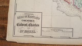 Antique MAP OF MD/Counties of Calvert Charles & St.  Mary ' s 1873 Topograph.  Atlas 2