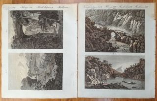 Bertuch Handcolored Print Bridge Virginia South America St.  Moritz 2prints 1790/