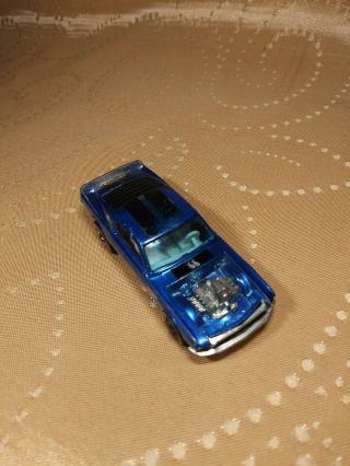 Vintage 1969 Hot Wheels Redline Mustang Boss Hoss Blue.  Hong Kong Us Mattel