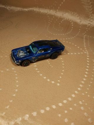 VINTAGE 1969 HOT WHEELS REDLINE MUSTANG BOSS HOSS BLUE.  HONG KONG US MATTEL 8