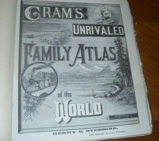 CRAM ' S UNRIVALED FAMILY ATLAS OF THE WORLD - 1883 3