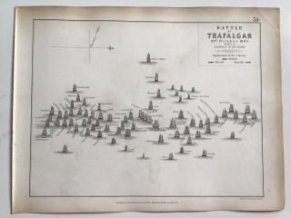 1805 Battle Of Trafalgar,  1850 Antique Campaign Map,  Johnston,  Nelson 2