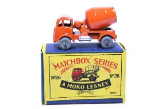 Fantastic Matchbox Moko Lesney No.  26 Erf Concrete Truck Metal Wheel Near Mib