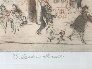 Helen Frank Pencil Signed Hand Colored Print Bleecker Street York City 1970s 5