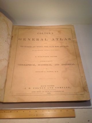 Woolworth Colton ' s 1858 General Atlas with Descriptions Complete 3