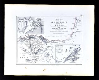 1855 Johnston Military Map Napoleon Egypt Syria Battle Of Aboukir Pyramids Nile