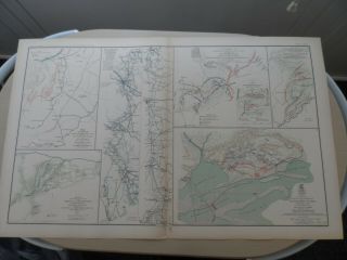 Civil War Map 1865 Nc & Sc Campaign,  Bentonville,  Averysboro,  Spanish Fort Siege