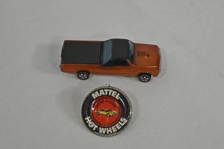 1967 Hot Wheels Redline Custom Fleetside Orange With Black Roof With Button