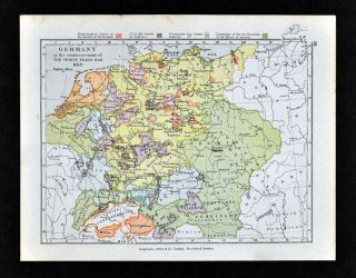 1892 Map Thirty Years War 1618 Germany Austria Holland Bohemia Antique
