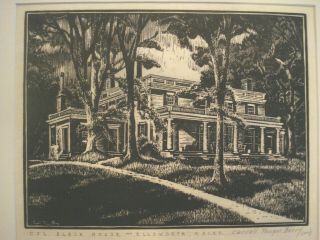 Fine Carroll Thayer Berry Pencil Signed Wood Engraving,  Col.  Black House,  Maine