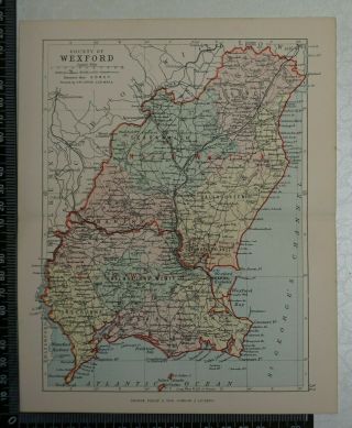 1886 - Map Of County Of Wexford,  Ireland - By Bartholomew / Philip