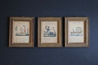 Three 19th C Hand - Colored Engravings The Paths Of Learning; English Grammar Ill.