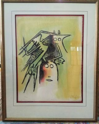 Wifredo Lam Elle,  Casqué From The Suite Pleni Luna 1974 Hand - Signed Lithograph