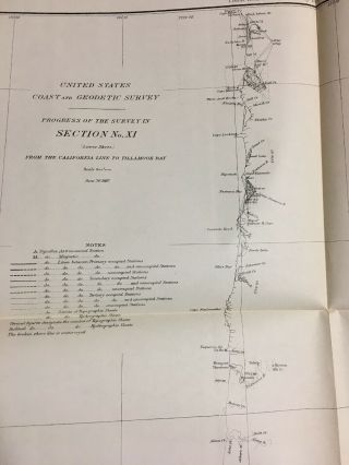 Antique 1887 Map Oregon Coast Geodetic Survey California To Tillamook Bay