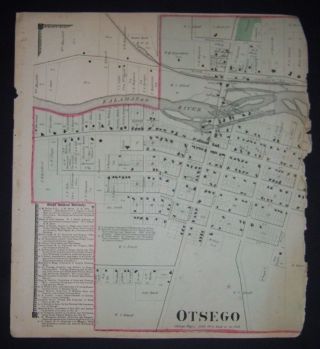 1873 Plat Atlas Page Otsego Township,  Mi.  Only Half Of The Double Page
