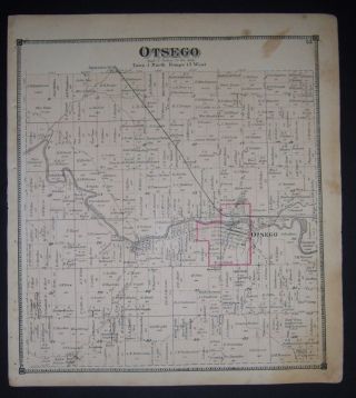 1873 Plat Atlas Page Otsego Township,  Michigan.  Kalamazoo River