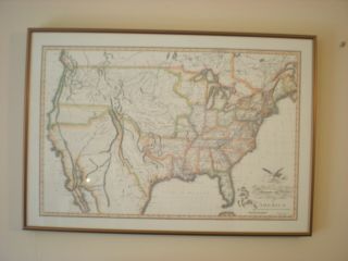 Vintage Framed & Glazed 1820 Old Map Of The United States Of America 24 " X 17 "