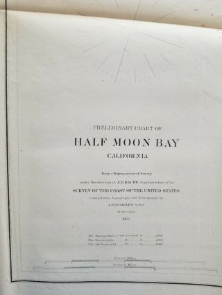 Preliminary Chart Of Half Moon Bay California 1863 Us Coast Survey Map Chart
