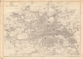 1863 Large Antique Map - Dispatch Atlas - City Plan - Glasgow