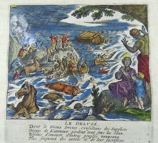 Jean Matheus (1590–1672) - Master Engraving - Handcol - The Deluge Noahs Ark