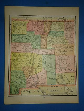 Vintage Circa 1898 Mexico Territory Map Old Antique Map