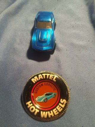 Hot Wheels Redlines 1968 Custom Corvette - Blue - With Button