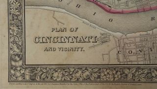 Antique Map - Plan Of Cinncinati And Vicinity - 1860 By S.  Augustus Mitchell Jr.