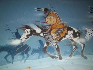 Rance Hood " Warriors Returning " Hand Signed Lithograph Limited Edition Print