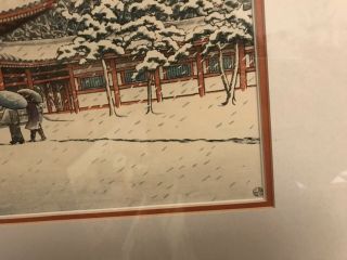 Kawase Hasui Yakumo Temple Snow Japanese Woodblock Print Signed 6