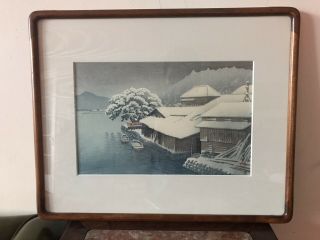 1935 Kawase Hasui Ishinomaki In Snow Japanese Woodblock Print Signed