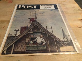 Signed Norman Rockwell/the Saturday Evening Post Cover “tv Antenna” Nov 5,  1949